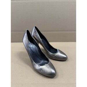 Sergio Rossi‎ Women's Gold Chunky Heel Round Toe Pumps Size 40